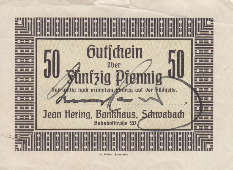 Notgeld Einer Schwabacher Privatbank Stadtarchive In Der Metropolregion Nurnberg