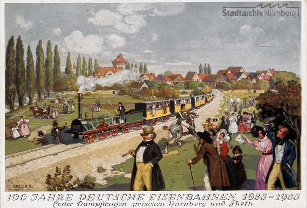 Postkarte zum 100jährigen Jubiläum der Deutschen Eisenbahn