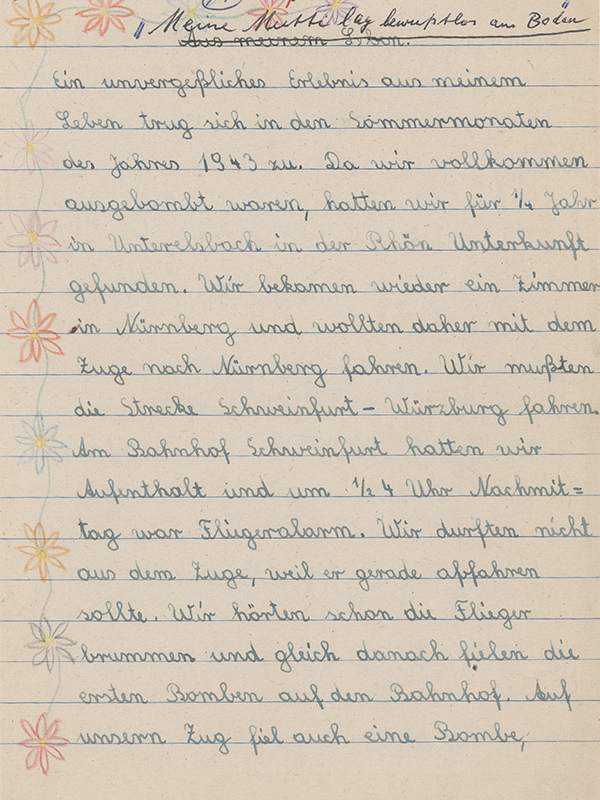 Schulaufsatz von 1943, Teil 1 (Stadtarchiv Nürnberg E 10/1 Nr. 32)