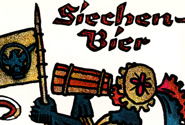 Ausschnitt der Reklame der Brauerei J. G. Reif für ihr Siechenbier. Postkarte, 1910 (Stadtarchiv Nürnberg A 34 Nr. 3856)