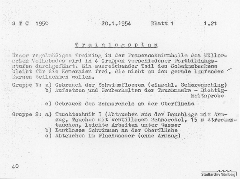 Trainingsplan, erstellt am 20.1.1954 von Klaus Wissel
