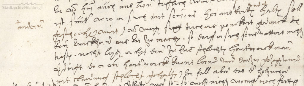 Brief (Entwurf) Linhart Tuchers aus Nürnberg an Tobias Tucher in Saragossa, 22.12.1560 (Stadtarchiv Nürnberg E 29/IV Nr. 551).