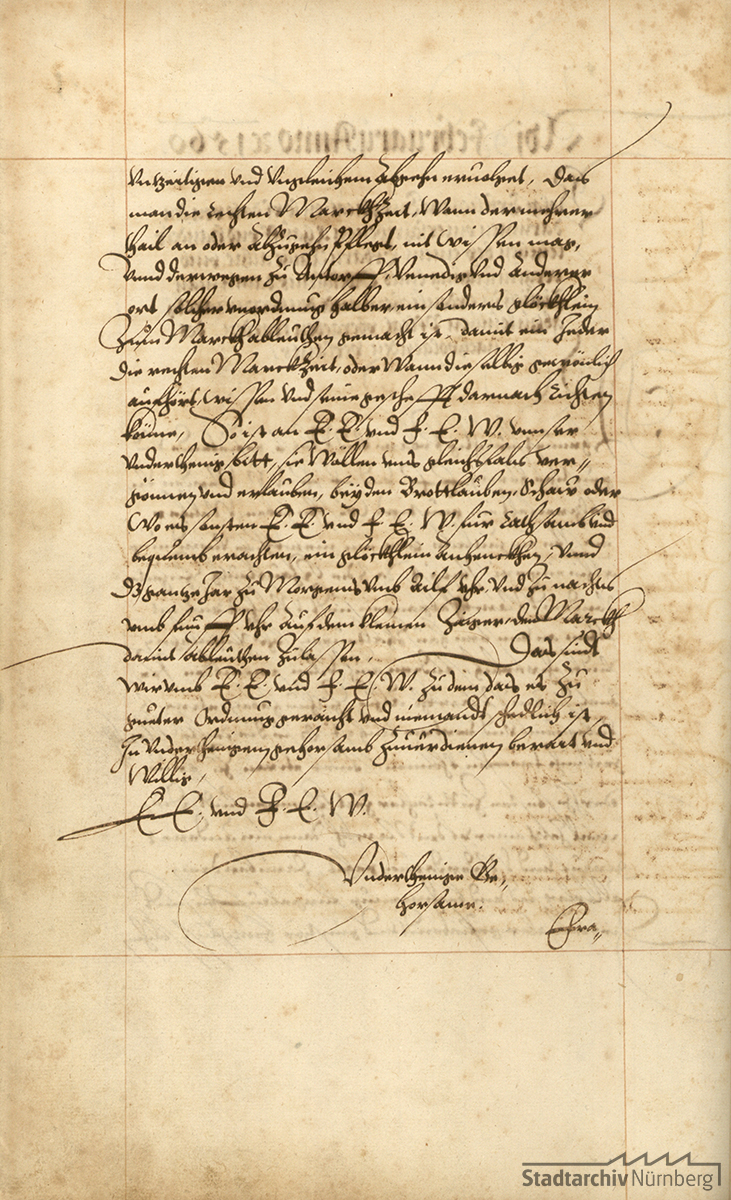Petition von 61 Großkaufleuten vom 9. Februar 1560 um bessere Organisation des Marktgeschehens in Nürnberg