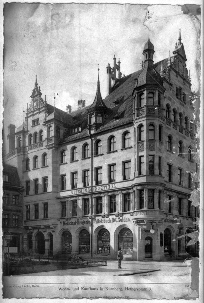 Stammhaus am Hefnersplatz Nr. 3 um 1900, Stadtarchiv Nürnberg A41 II LR-605-48.
